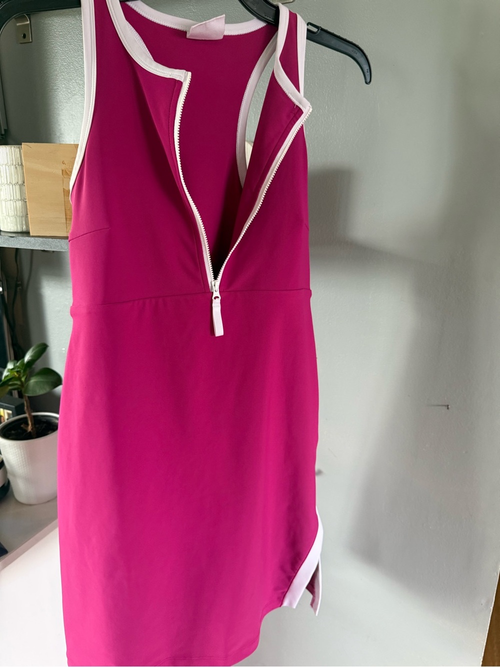 Sage Fuchsia Girls One-Piece Bodysuit with White Trim and Front Zip